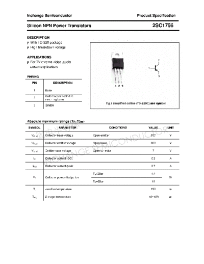 Inchange Semiconductor 2sc1756  . Electronic Components Datasheets Active components Transistors Inchange Semiconductor 2sc1756.pdf