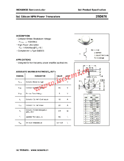 Inchange Semiconductor 2sd676  . Electronic Components Datasheets Active components Transistors Inchange Semiconductor 2sd676.pdf