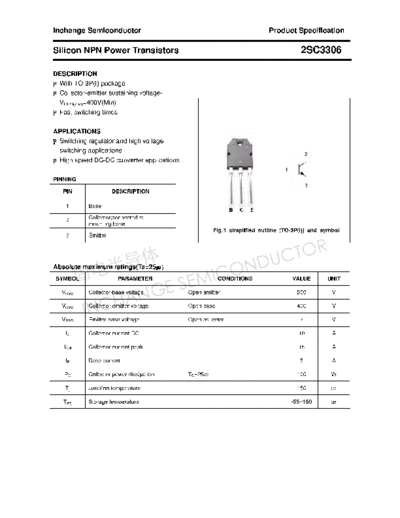 Inchange Semiconductor 2sc3306  . Electronic Components Datasheets Active components Transistors Inchange Semiconductor 2sc3306.pdf
