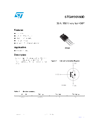ST stgw30n90d  . Electronic Components Datasheets Active components Transistors ST stgw30n90d.pdf