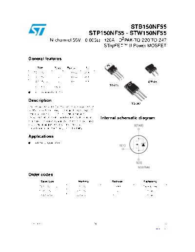 ST b150nf55  p150nf55  w150nf55  . Electronic Components Datasheets Active components Transistors ST stb150nf55_stp150nf55_stw150nf55.pdf