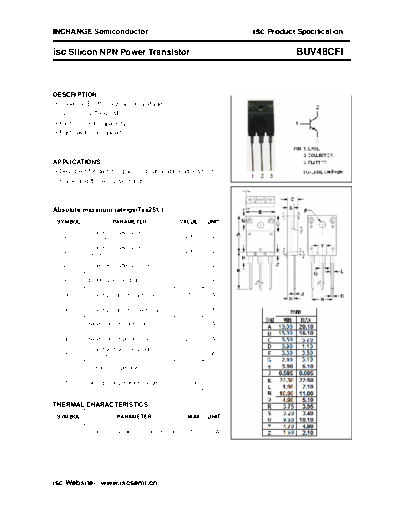 Inchange Semiconductor buv48cfi  . Electronic Components Datasheets Active components Transistors Inchange Semiconductor buv48cfi.pdf