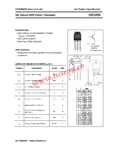 Inchange Semiconductor 2sc3450  . Electronic Components Datasheets Active components Transistors Inchange Semiconductor 2sc3450.pdf