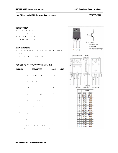 Inchange Semiconductor 2sc5387  . Electronic Components Datasheets Active components Transistors Inchange Semiconductor 2sc5387.pdf