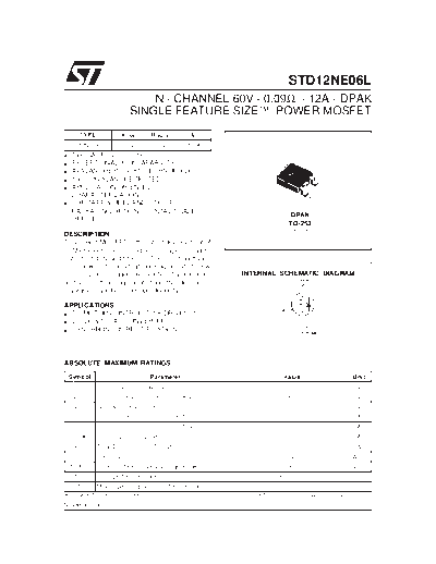ST d12ne06l  . Electronic Components Datasheets Active components Transistors ST std12ne06l.pdf