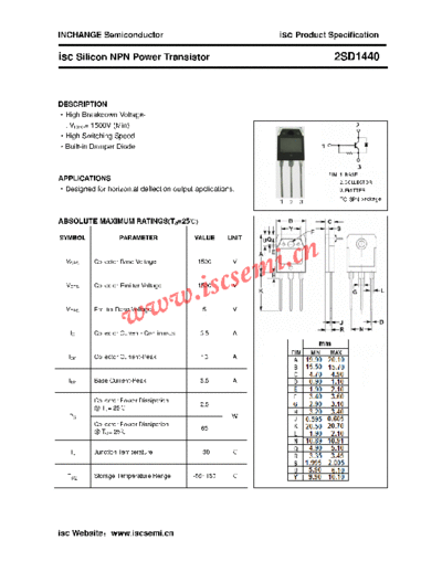 Inchange Semiconductor 2sd1440  . Electronic Components Datasheets Active components Transistors Inchange Semiconductor 2sd1440.pdf