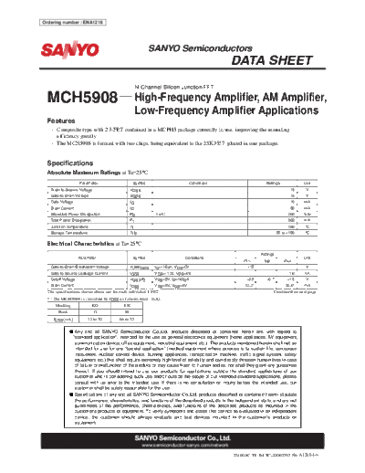 Sanyo mch5908  . Electronic Components Datasheets Active components Transistors Sanyo mch5908.pdf