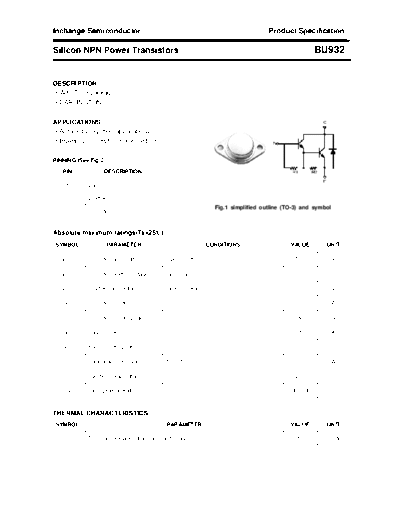 Inchange Semiconductor bu932  . Electronic Components Datasheets Active components Transistors Inchange Semiconductor bu932.pdf
