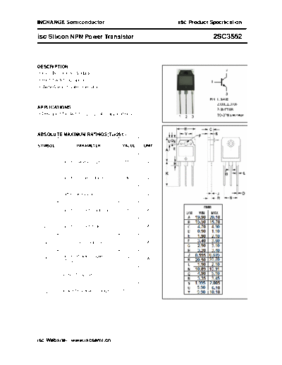 Inchange Semiconductor 2sc3552  . Electronic Components Datasheets Active components Transistors Inchange Semiconductor 2sc3552.pdf