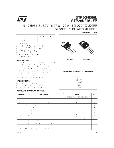 . Electronic Components Datasheets stp20ne06l-  . Electronic Components Datasheets Active components Transistors ST stp20ne06l-.pdf