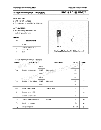 Inchange Semiconductor bd233 bd235 bd237  . Electronic Components Datasheets Active components Transistors Inchange Semiconductor bd233_bd235_bd237.pdf