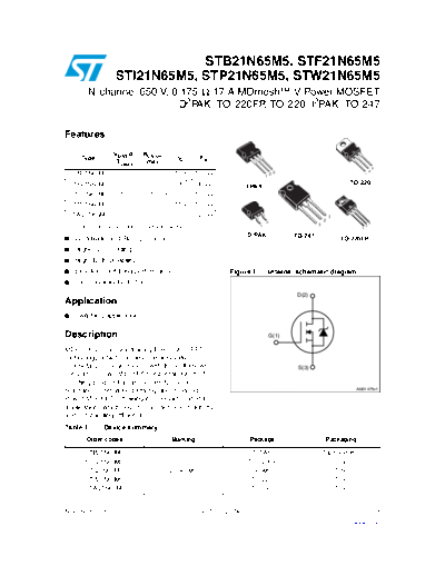 ST b21n65m5  f21n65m5  i21n65m5  p21n65m5  w21n65m5  . Electronic Components Datasheets Active components Transistors ST stb21n65m5_stf21n65m5_sti21n65m5_stp21n65m5_stw21n65m5.pdf