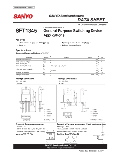 Sanyo sft1345  . Electronic Components Datasheets Active components Transistors Sanyo sft1345.pdf