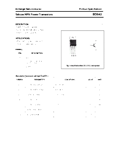 Inchange Semiconductor bd943  . Electronic Components Datasheets Active components Transistors Inchange Semiconductor bd943.pdf