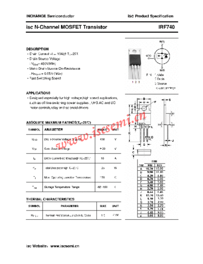 . Electronic Components Datasheets irf740  . Electronic Components Datasheets Active components Transistors Inchange Semiconductor irf740.pdf