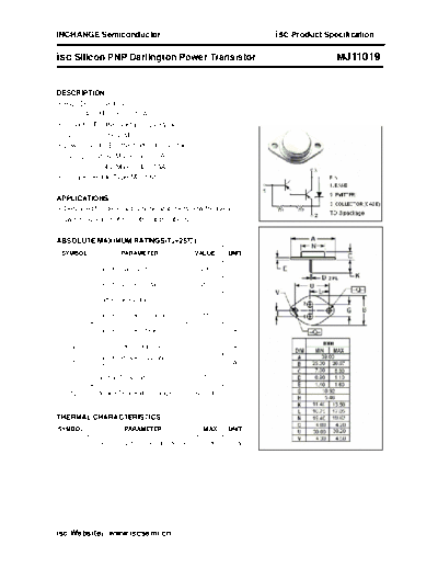 Inchange Semiconductor mj11019  . Electronic Components Datasheets Active components Transistors Inchange Semiconductor mj11019.pdf