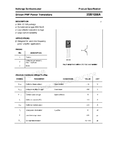 Inchange Semiconductor 2sb1086a  . Electronic Components Datasheets Active components Transistors Inchange Semiconductor 2sb1086a.pdf