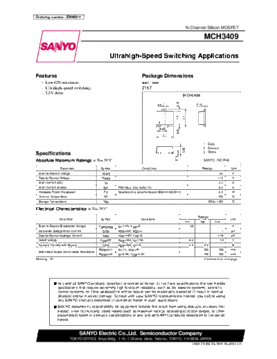 Sanyo mch3409  . Electronic Components Datasheets Active components Transistors Sanyo mch3409.pdf