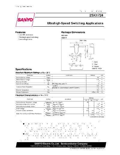 Sanyo 2sk1724  . Electronic Components Datasheets Active components Transistors Sanyo 2sk1724.pdf