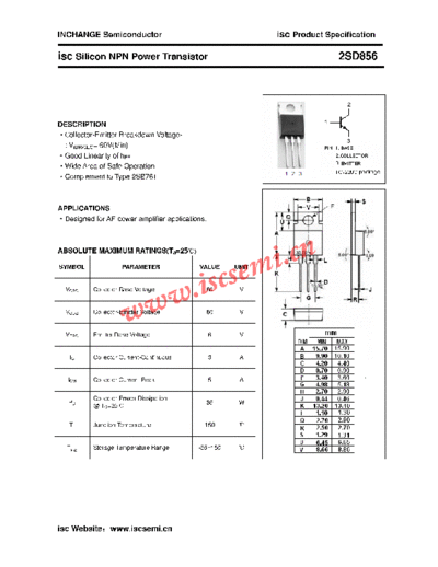 Inchange Semiconductor 2sd856  . Electronic Components Datasheets Active components Transistors Inchange Semiconductor 2sd856.pdf