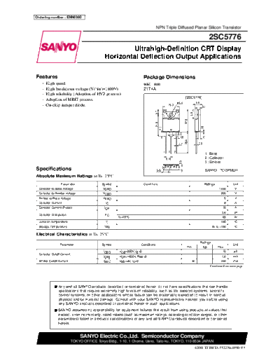 Sanyo 2sc5776  . Electronic Components Datasheets Active components Transistors Sanyo 2sc5776.pdf
