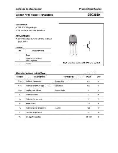 Inchange Semiconductor 2sc3680  . Electronic Components Datasheets Active components Transistors Inchange Semiconductor 2sc3680.pdf