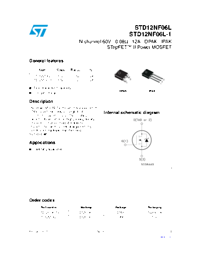 ST std12nf06l  . Electronic Components Datasheets Active components Transistors ST std12nf06l.pdf