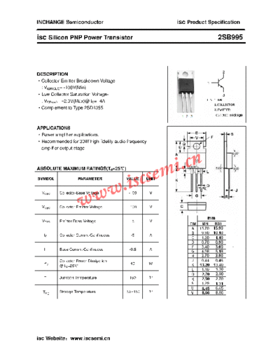 Inchange Semiconductor 2sb995  . Electronic Components Datasheets Active components Transistors Inchange Semiconductor 2sb995.pdf