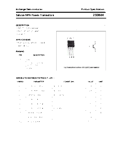 Inchange Semiconductor 2sd884  . Electronic Components Datasheets Active components Transistors Inchange Semiconductor 2sd884.pdf