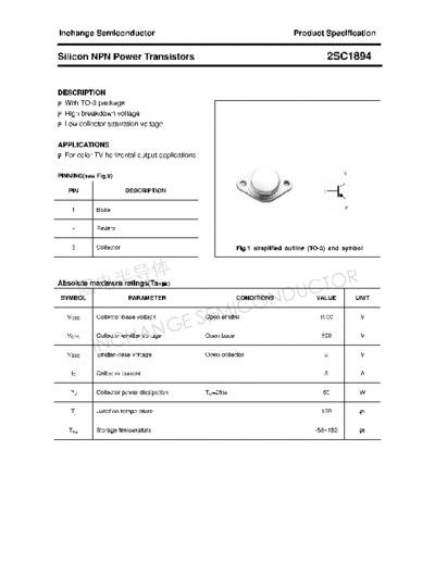 Inchange Semiconductor 2sc1894  . Electronic Components Datasheets Active components Transistors Inchange Semiconductor 2sc1894.pdf