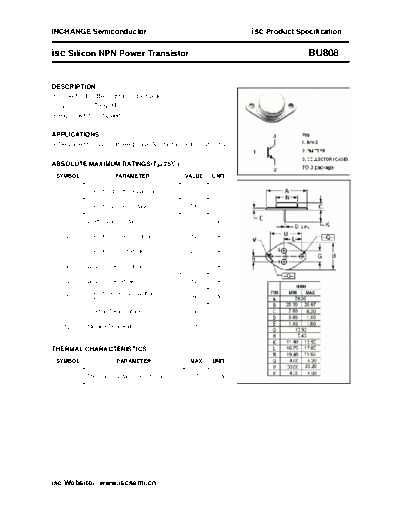 Inchange Semiconductor bu808  . Electronic Components Datasheets Active components Transistors Inchange Semiconductor bu808.pdf
