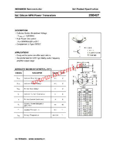 Inchange Semiconductor 2sd427  . Electronic Components Datasheets Active components Transistors Inchange Semiconductor 2sd427.pdf