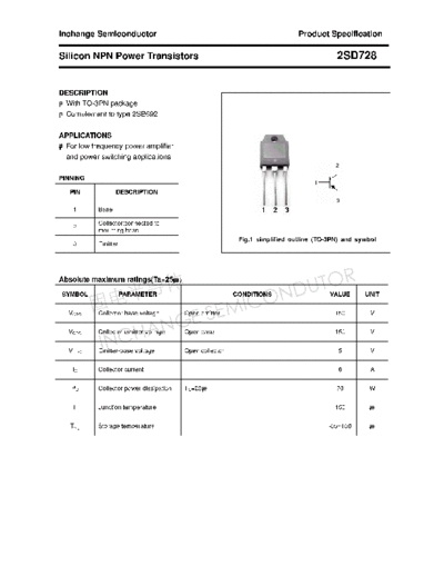 Inchange Semiconductor 2sd728  . Electronic Components Datasheets Active components Transistors Inchange Semiconductor 2sd728.pdf