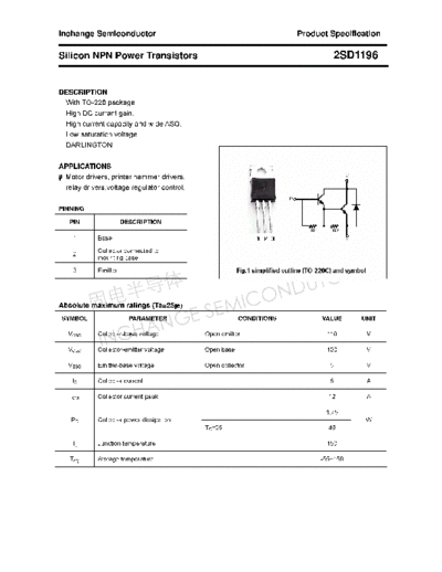 Inchange Semiconductor 2sd1196  . Electronic Components Datasheets Active components Transistors Inchange Semiconductor 2sd1196.pdf