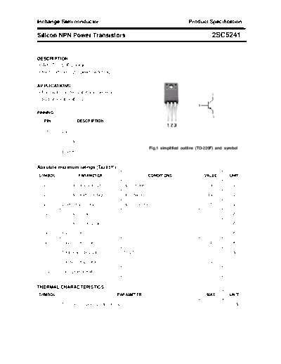 Inchange Semiconductor 2sc5241  . Electronic Components Datasheets Active components Transistors Inchange Semiconductor 2sc5241.pdf