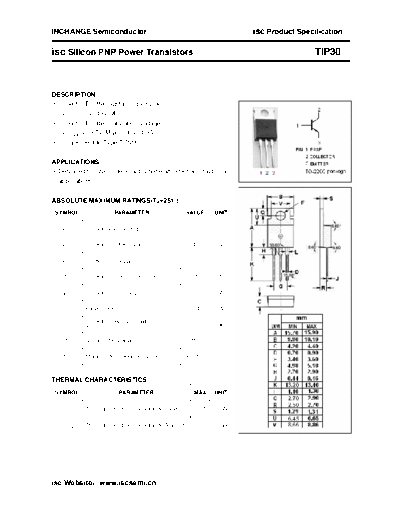 Inchange Semiconductor tip30  . Electronic Components Datasheets Active components Transistors Inchange Semiconductor tip30.pdf