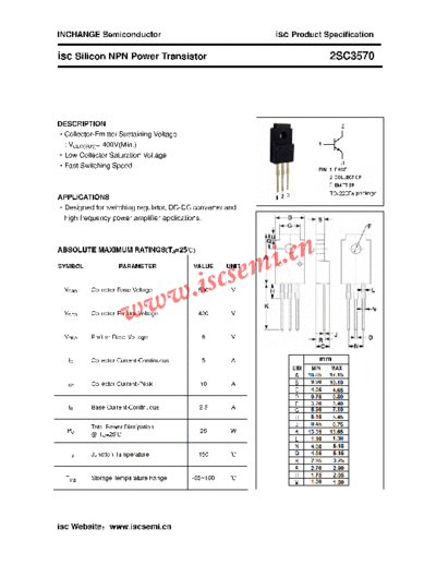 Inchange Semiconductor 2sc3570  . Electronic Components Datasheets Active components Transistors Inchange Semiconductor 2sc3570.pdf