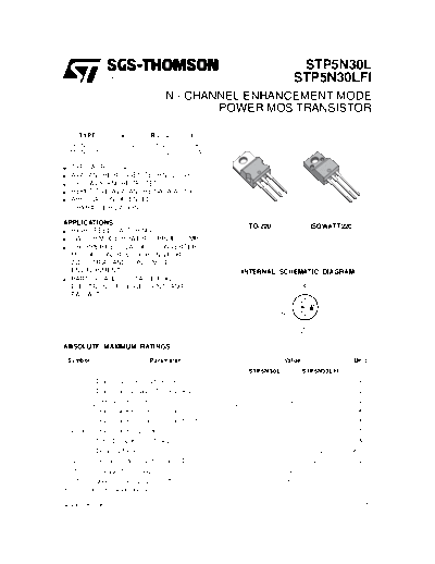 ST stp5n30l  . Electronic Components Datasheets Active components Transistors ST stp5n30l.pdf