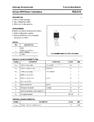 Inchange Semiconductor bul310  . Electronic Components Datasheets Active components Transistors Inchange Semiconductor bul310.pdf