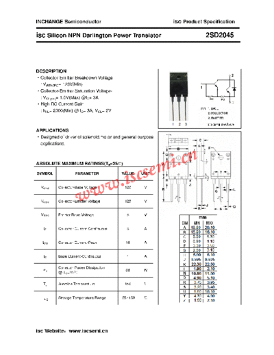 Inchange Semiconductor 2sd2045  . Electronic Components Datasheets Active components Transistors Inchange Semiconductor 2sd2045.pdf