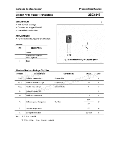 Inchange Semiconductor 2sc1846  . Electronic Components Datasheets Active components Transistors Inchange Semiconductor 2sc1846.pdf