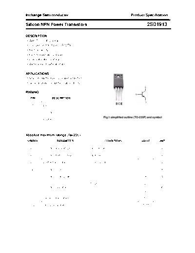 Inchange Semiconductor 2sd1913  . Electronic Components Datasheets Active components Transistors Inchange Semiconductor 2sd1913.pdf