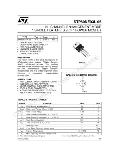 ST p80ne03l-06  . Electronic Components Datasheets Active components Transistors ST stp80ne03l-06.pdf
