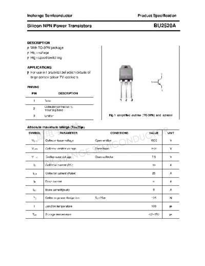 Inchange Semiconductor bu2520a  . Electronic Components Datasheets Active components Transistors Inchange Semiconductor bu2520a.pdf