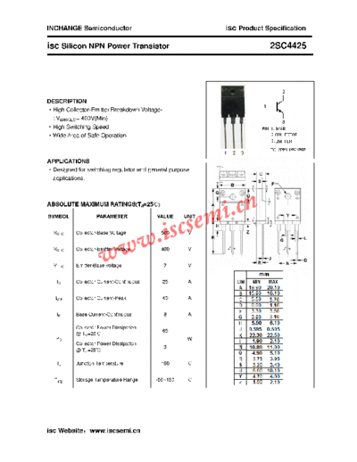 Inchange Semiconductor 2sc4425  . Electronic Components Datasheets Active components Transistors Inchange Semiconductor 2sc4425.pdf