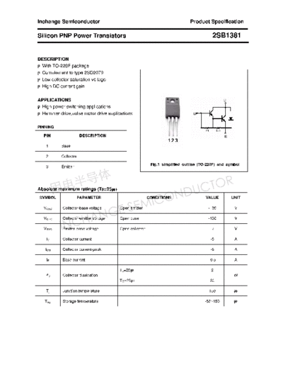Inchange Semiconductor 2sb1381  . Electronic Components Datasheets Active components Transistors Inchange Semiconductor 2sb1381.pdf