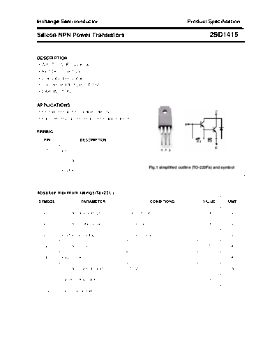 Inchange Semiconductor 2sd1415  . Electronic Components Datasheets Active components Transistors Inchange Semiconductor 2sd1415.pdf