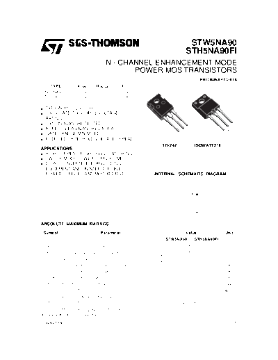 ST stw5na90  . Electronic Components Datasheets Active components Transistors ST stw5na90.pdf