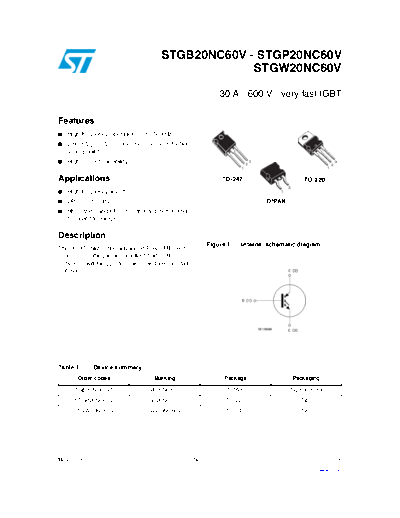 ST gb20nc60v  gp20nc60v  gw20nc60v  . Electronic Components Datasheets Active components Transistors ST stgb20nc60v_stgp20nc60v_stgw20nc60v.pdf