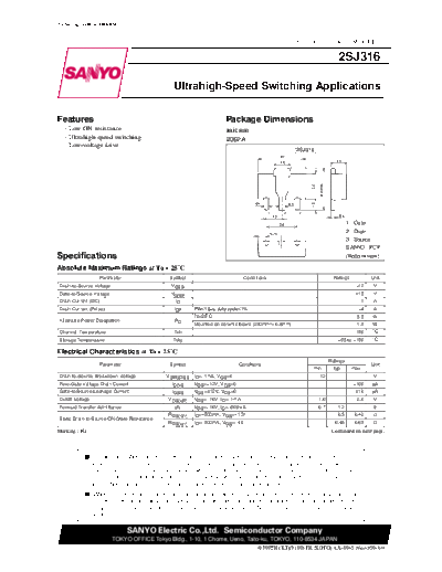 Sanyo 2sj316  . Electronic Components Datasheets Active components Transistors Sanyo 2sj316.pdf